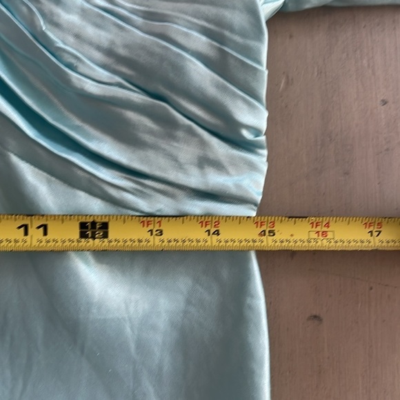 Aje Moonglade Pierced Fit and Flare Ruched Blouse in Spearmint Blue Size 8 - Picture 14 of 16